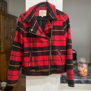 Plaid Moto style light weight jacket